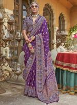 Silk Purple Festival Wear Printed Saree